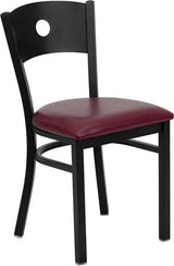 HERCULES Series Black Circle Back Metal Restaurant Chair - Black Vinyl Seat [XU-DG-60119-CIR-BLKV-GG] Pie's Variety Store
