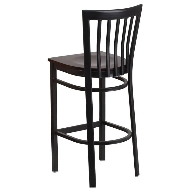 HERCULES Series Black School House Back Metal Restaurant Barstool - Cherry Wood Seat [XU-DG6R8BSCH-BAR-CHYW-GG] Pie's Variety Store