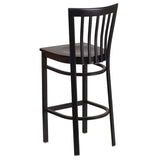 HERCULES Series Black School House Back Metal Restaurant Barstool - Cherry Wood Seat [XU-DG6R8BSCH-BAR-CHYW-GG] Pie's Variety Store