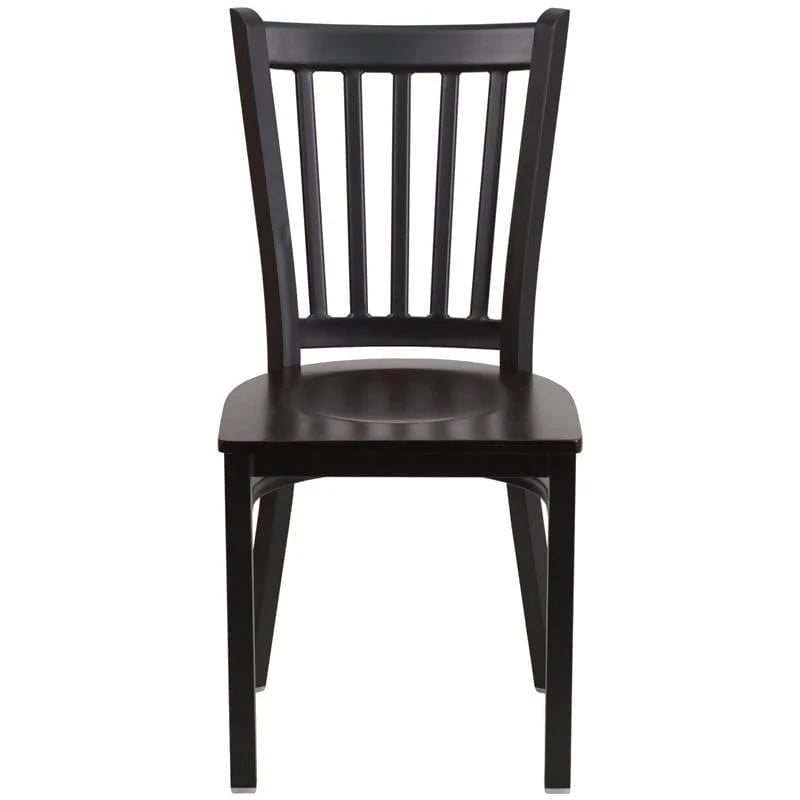 HERCULES Series Black Vertical Back Metal Restaurant Chair - Cherry Wood Seat [XU-DG-6Q2B-VRT-CHYW-GG] Pie's Variety Store