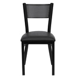 HERCULES Series Black Grid Back Metal Restaurant Chair - Black Vinyl Seat [XU-DG-60115-GRD-BLKV-GG] Pie's Variety Store