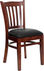 HERCULES Series Vertical Slat Back Mahogany Wood Restaurant Chair - Black Vinyl Seat [XU-DGW0008VRT-MAH-BLKV-GG] Pie's Variety Store