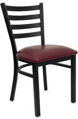 HERCULES Series Black Ladder Back Metal Restaurant Chair - Black Vinyl Seat [XU-DG694BLAD-BLKV-GG] Pie's Variety Store