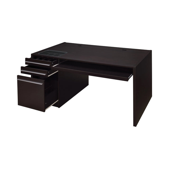 Halston 3-Drawer Connect-It Office Desk Cappuccino - 800982 Pie's Variety Store