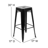 30" High Metal Indoor Bar Stool in Black - Stackable Set of 4 [4-ET-31320-30-BK-R-GG] Fl Furniture