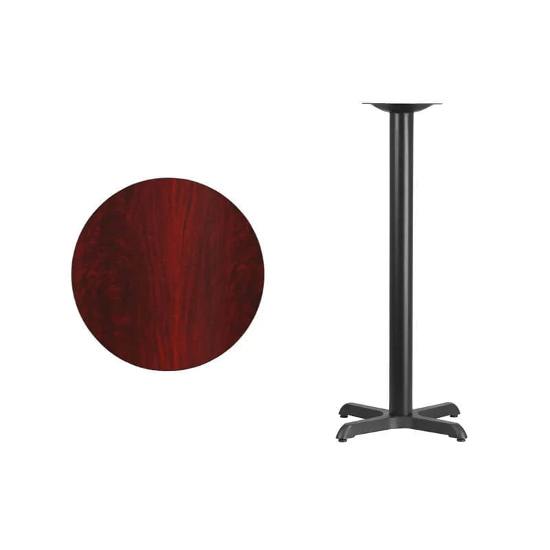24'' Round Black Laminate Table Top with 22'' x 22'' Bar Height Table Base [XU-RD-24-BLKTB-T2222B-GG] Fl Furniture