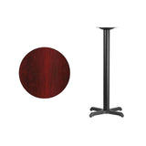 24'' Round Black Laminate Table Top with 22'' x 22'' Bar Height Table Base [XU-RD-24-BLKTB-T2222B-GG] Fl Furniture