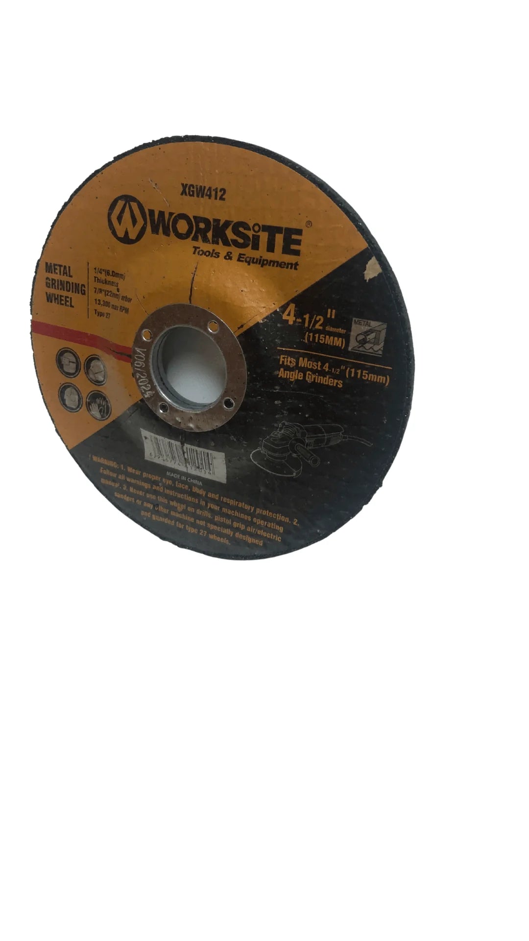 Worksite 4 1/2 Inch (115 Millimeter) Diamond Grinding Wheel. Suitable For Most Electric Grinders Air Cut Off Tool and Electric Cut Off Tool – Our Cutting Wheels are Ideal for Cutting Iron