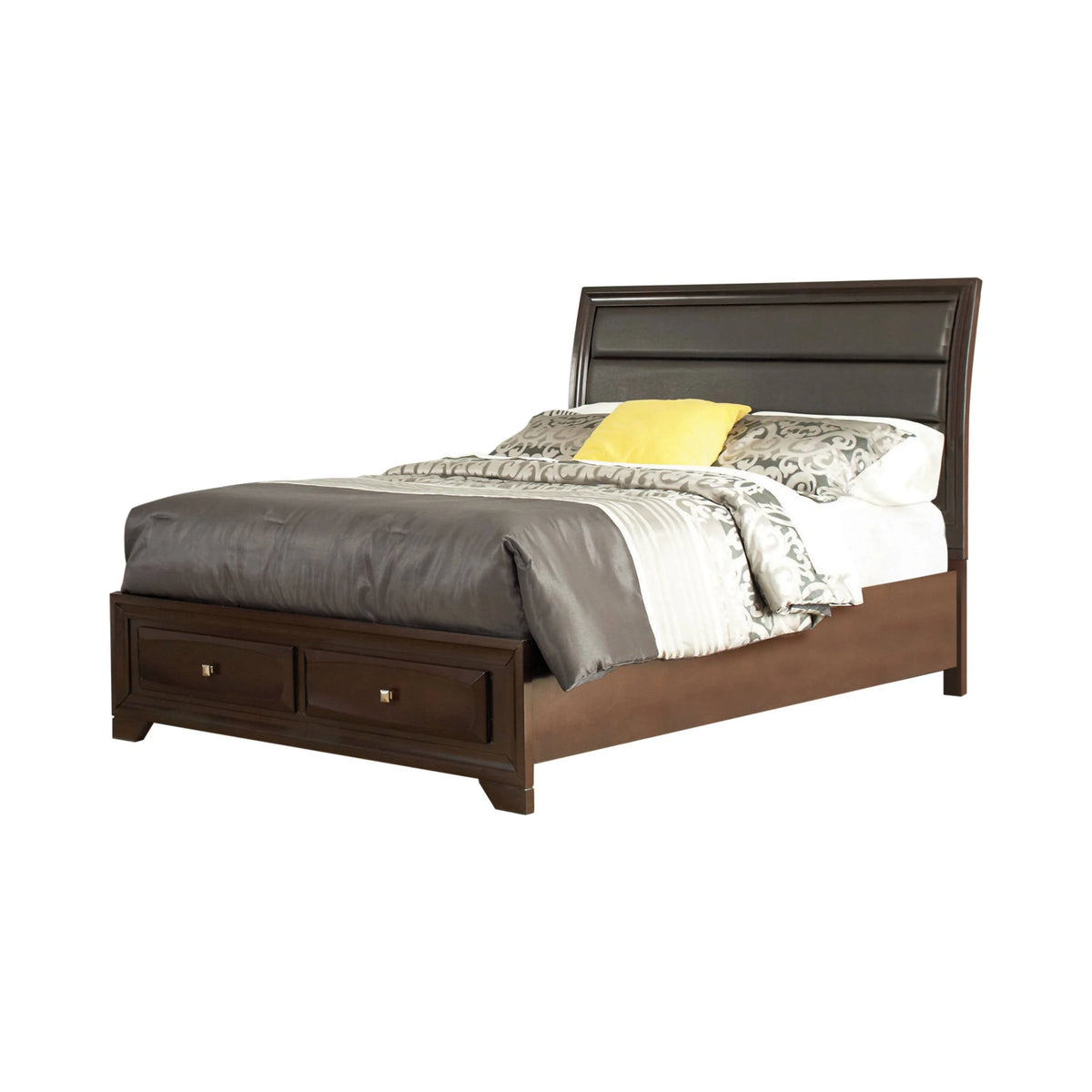Jaxson Eastern King Storage Bed With Upholstered Headboard Cappuccino - 203481KE Pie's Variety Store
