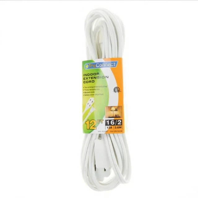 Truconnect Durable 12 Feet Indoor Extension Cord With 3 Receptacles