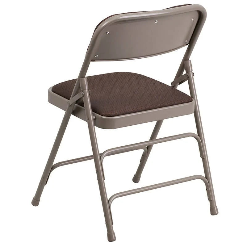HERCULES Series Curved Triple Braced & Double Hinged Burgundy Patterned Fabric Metal Folding Chair Set of 2 [AW-MC309AF-BG-GG] Pie's Variety Store