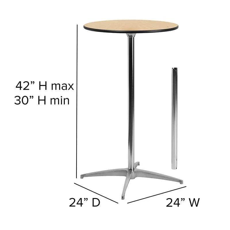 24'' Round Wood Cocktail Table with 30'' and 42'' Columns [XA-24-COTA-GG] Fl Furniture