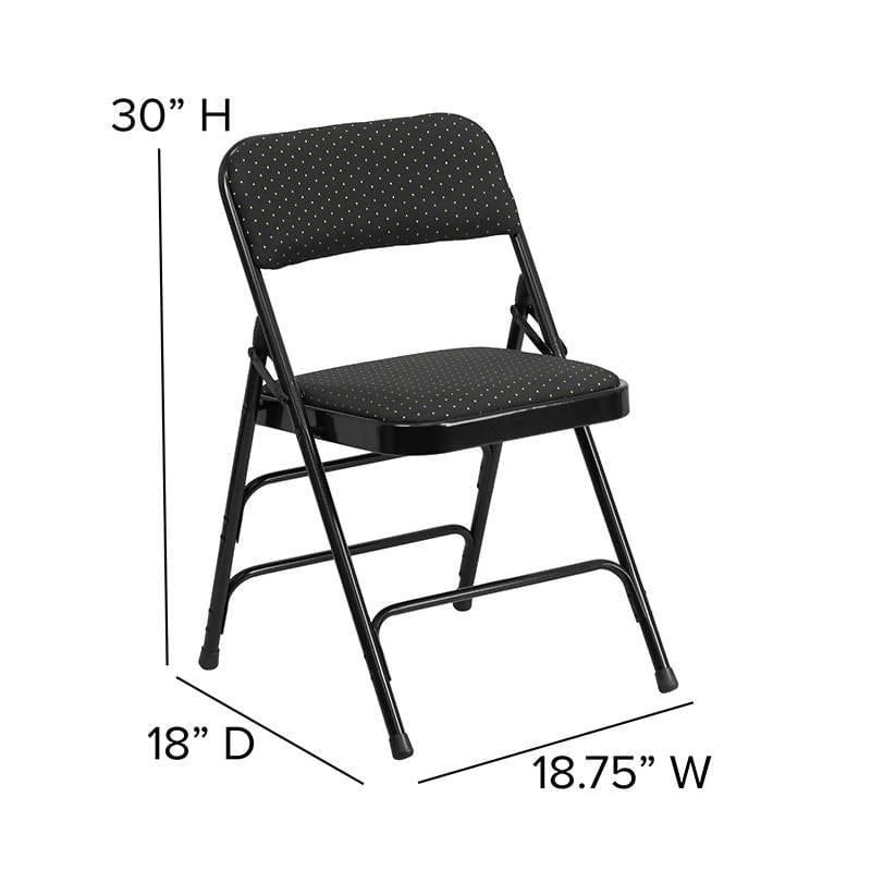 HERCULES Series Curved Triple Braced & Double Hinged Burgundy Patterned Fabric Metal Folding Chair Set of 2 [AW-MC309AF-BG-GG] Pie's Variety Store