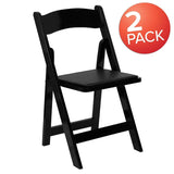2 Pk. HERCULES Series Black Wood Folding Chair with Vinyl Padded Seat [2-XF-2902-BK-WOOD-GG] Fl Furniture