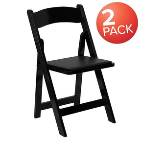 2 Pk. HERCULES Series Black Wood Folding Chair with Vinyl Padded Seat [2-XF-2902-BK-WOOD-GG] Fl Furniture