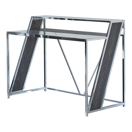 Alamosa Glass Top Writing Desk Chrome it creates a stylish and efficient workstation that exudes modern convenience. - 805541 coastmega