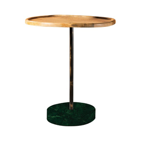 Round Marble Base Accent Table Natural And Green - 935882 Pie's Variety Store