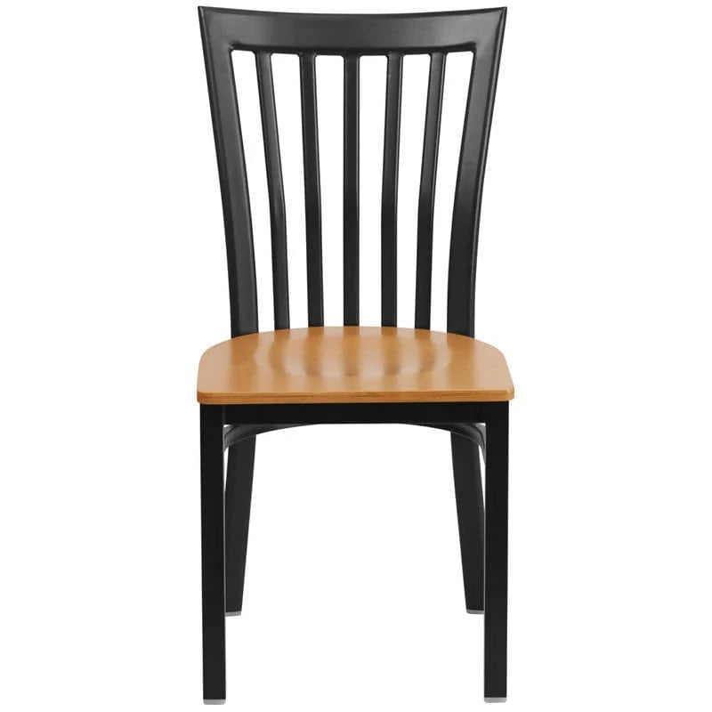 HERCULES Series Black School House Back Metal Restaurant Chair - Cherry Wood Seat [XU-DG6Q4BSCH-CHYW-GG] Pie's Variety Store