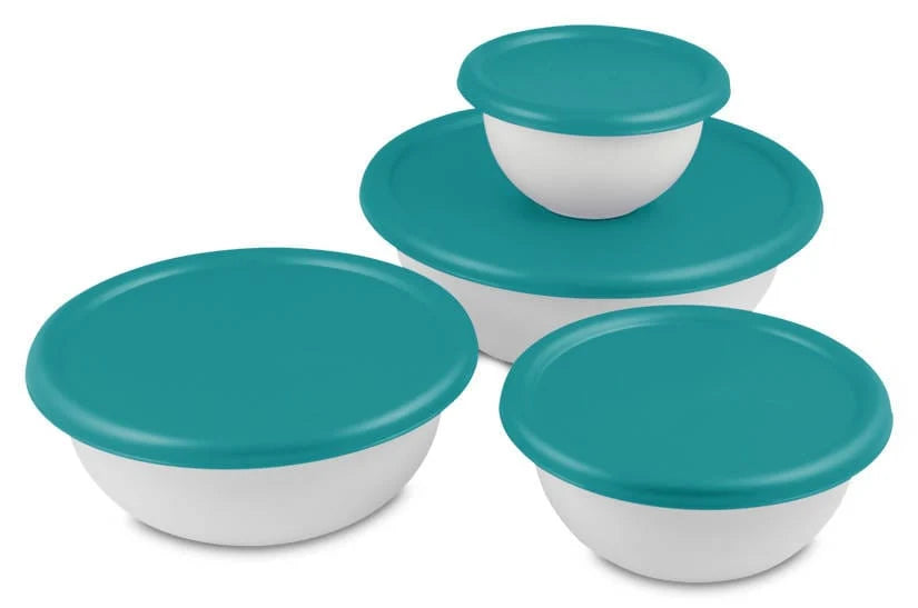 Sterilite 8-Piece Plastic Kitchen Covered Bowl/Mixing Set w/Lids - 0747 Pie's Variety Store