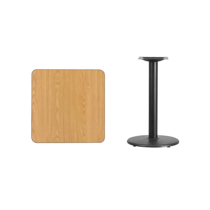 24'' Square Natural Laminate Table Top with 18'' Round Table Height Base [XU-NATTB-2424-TR18-GG] Fl Furniture