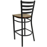 HERCULES Series Black Ladder Back Metal Restaurant Barstool - Cherry Wood Seat [XU-DG697BLAD-BAR-CHYW-GG] Pie's Variety Store
