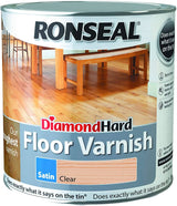 Ronseal Diamond Hard Floor Varnish (Clear Satin) Protects against every day Knocks