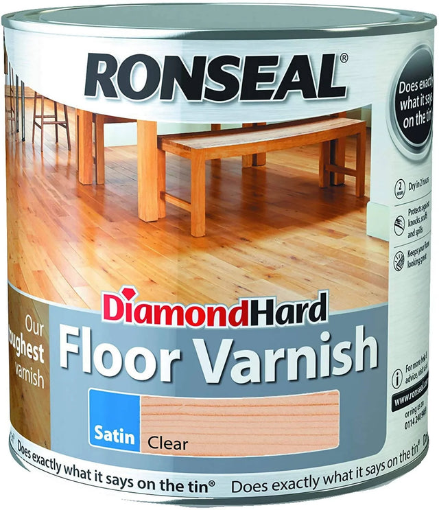 Ronseal Diamond Hard Floor Varnish (Clear Satin) Protects against every day Knocks