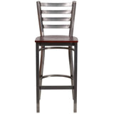 HERCULES Series Clear Coated Ladder Back Metal Restaurant Barstool - Cherry Wood Seat [XU-DG697BLAD-CLR-BAR-CHYW-GG] Pie's Variety Store
