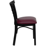 HERCULES Series Black Three-Slat Ladder Back Metal Restaurant Chair - Black Vinyl Seat [XU-DG6Q6B1LAD-BLKV-GG] Pie's Variety Store