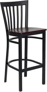 HERCULES Series Black School House Back Metal Restaurant Barstool - Cherry Wood Seat [XU-DG6R8BSCH-BAR-CHYW-GG] Pie's Variety Store