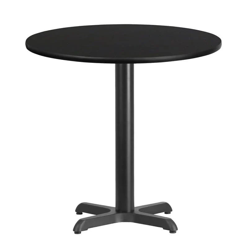 30'' Round Black Laminate Table Top with 22'' x 22'' Table Height Base [XU-RD-30-BLKTB-T2222-GG] Fl Furniture
