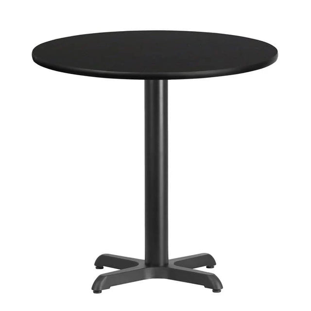 30'' Round Black Laminate Table Top with 22'' x 22'' Table Height Base [XU-RD-30-BLKTB-T2222-GG] Fl Furniture