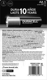 Duracell AA Batteries Rechargeable 6 pk - These powerful NiMH batteries are ideally suited for high-drain or frequently used devices - 398002 ADRIAN'S ELECTRONICS