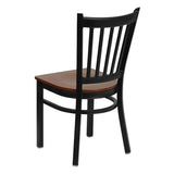 HERCULES Series Black Vertical Back Metal Restaurant Chair - Cherry Wood Seat [XU-DG-6Q2B-VRT-CHYW-GG] Pie's Variety Store