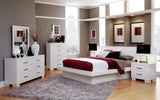 Jessica Queen Platform Bed With Rail Seating White 4PC Set - SET4PC202990Q Pie's Variety Store