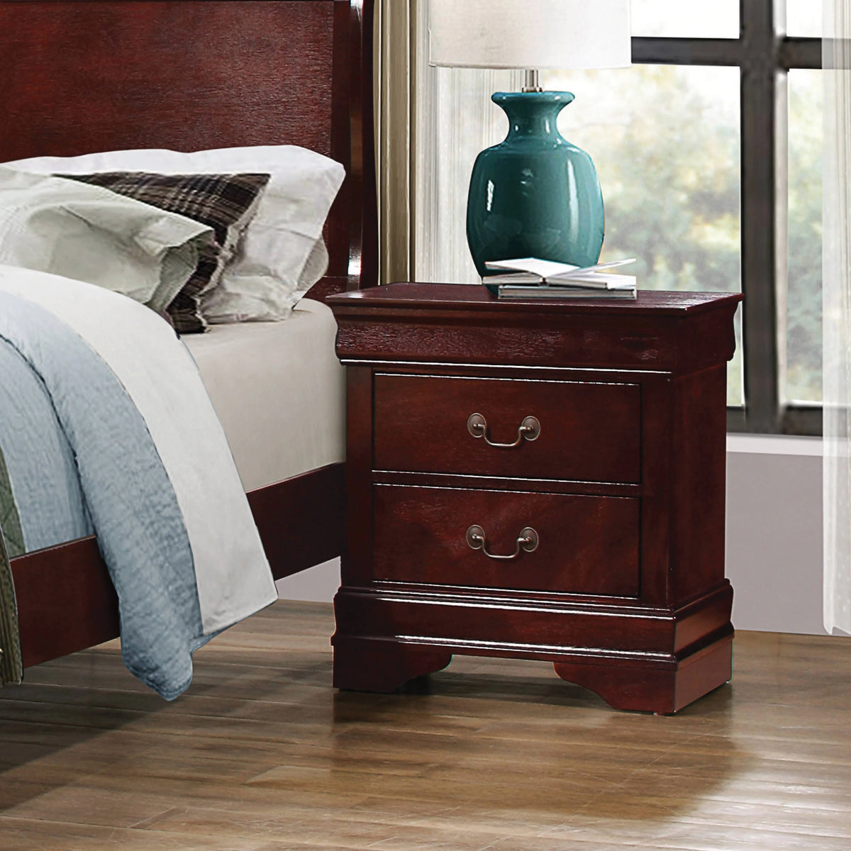 Louis Philippe Queen Panel Sleigh Bed Cherry 4PC Set - SET4PC222411Q Pie's Variety Store