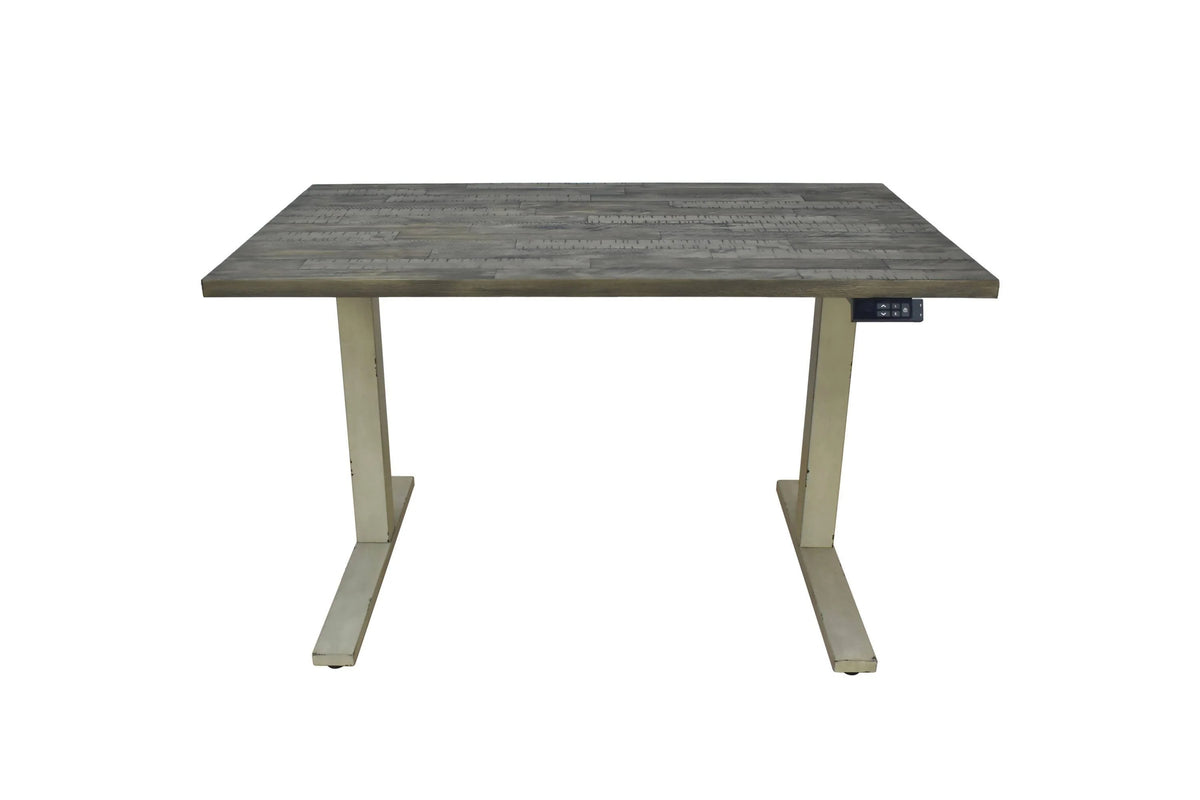 Myers Adjustable Height Standing Desk Weathered Pine And Antique Ivory - 805480 coastmega