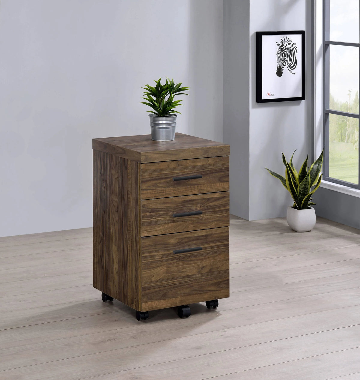 Luetta 3-Drawer Mobile Storage Cabinet With Casters Aged Walnut - 805623 Pie's Variety Store