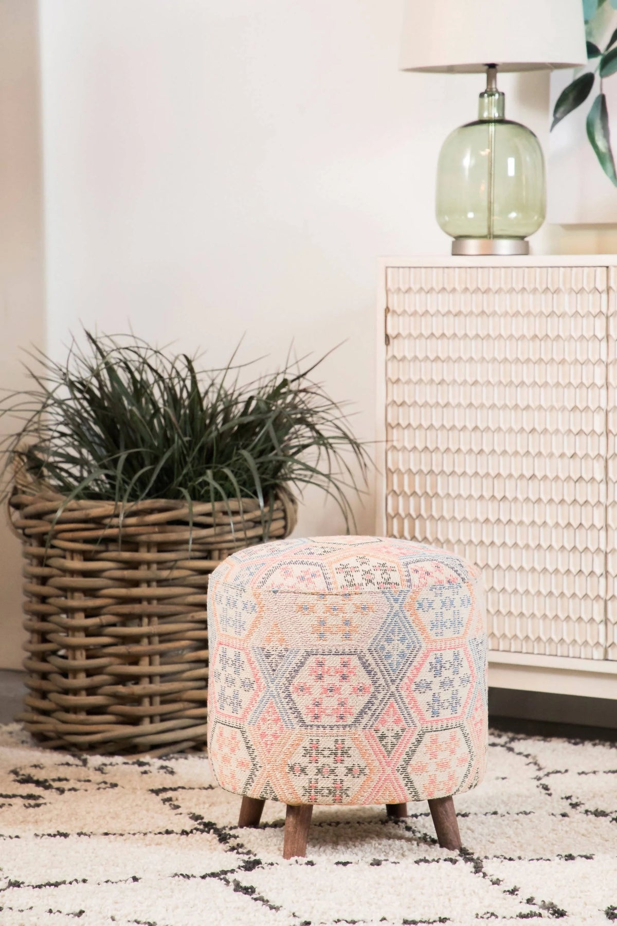 Ikat Pattern Round Accent Stool Multi-Color - 915150 Pie's Variety Store