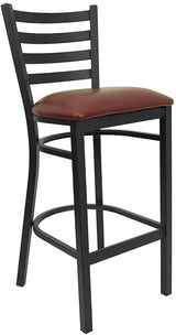 HERCULES Series Black Ladder Back Metal Restaurant Barstool - Black Vinyl Seat [XU-DG697BLAD-BAR-BLKV-GG] Pie's Variety Store