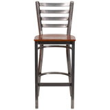 HERCULES Series Clear Coated Ladder Back Metal Restaurant Barstool - Cherry Wood Seat [XU-DG697BLAD-CLR-BAR-CHYW-GG] Pie's Variety Store
