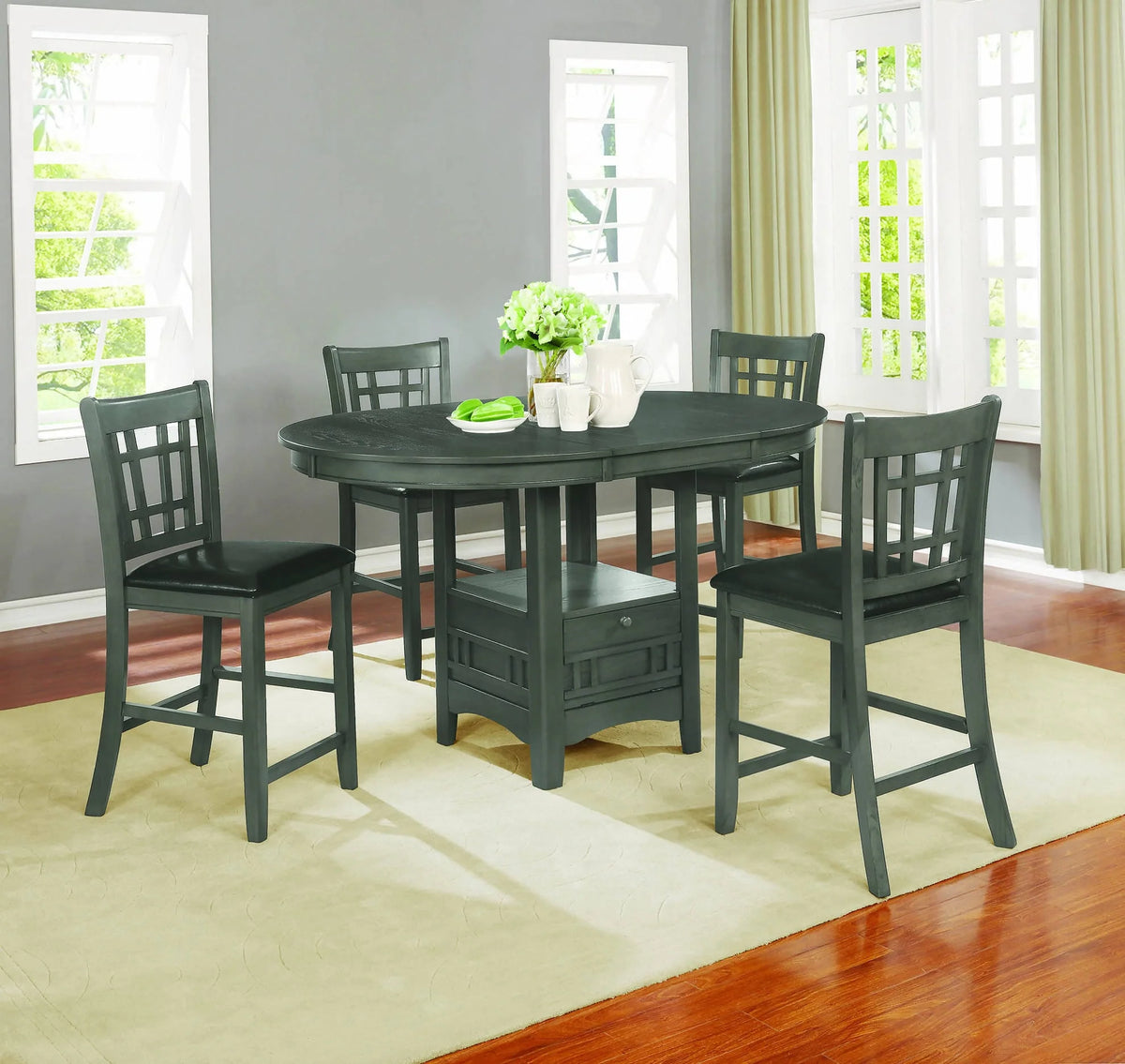Lavon Upholstered Counter Height Stools Black And Medium Grey (Set Of 2) - 108219 Pie's Variety Store
