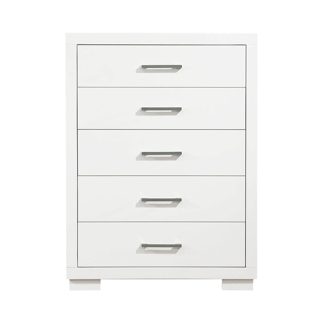 Jessica 5-Drawer Chest White - 202995 Pie's Variety Store