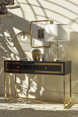 2-Drawer Console Table Black And Gold - 952820 Pie's Variety Store