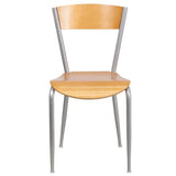 Invincible Series Silver Metal Restaurant Chair - Natural Wood Back & Seat [XU-DG-60217-NAT-GG] Pie's Variety Store