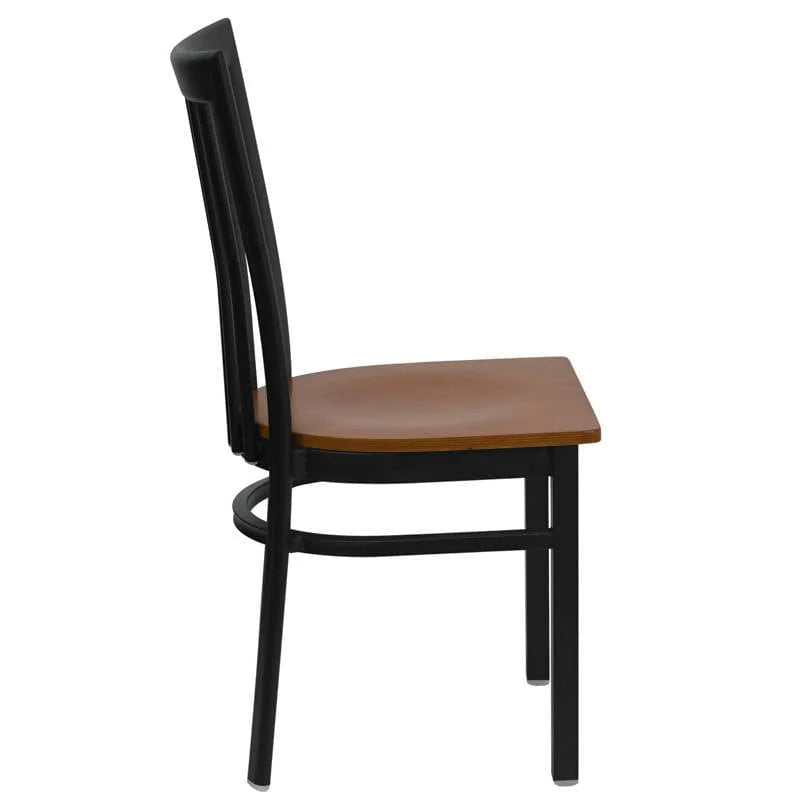HERCULES Series Black School House Back Metal Restaurant Chair - Cherry Wood Seat [XU-DG6Q4BSCH-CHYW-GG] Pie's Variety Store