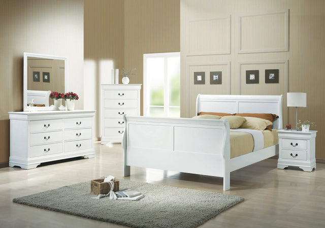 Louis Philippe Queen Sleigh Panel Bed White 4PC Set - SET4PC204691Q Pie's Variety Store
