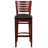 Darby Series Slat Back Mahogany Wood Restaurant Barstool - Black Vinyl Seat [XU-DG-W0108BBAR-MAH-BLKV-GG] Pie's Variety Store