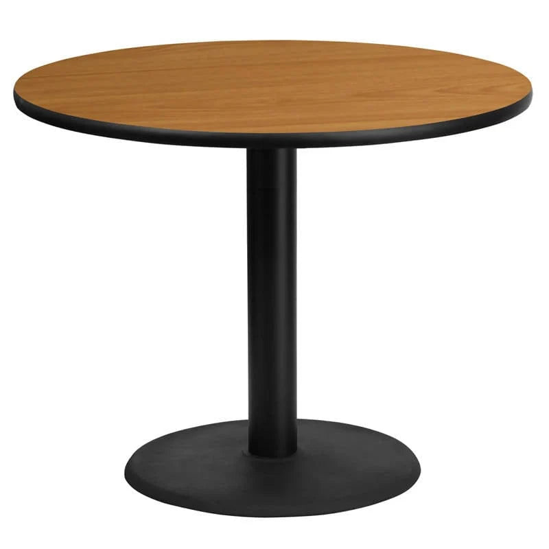 36'' Round Black Laminate Table Top with 24'' Round Table Height Base [XU-RD-36-BLKTB-TR24-GG] Pie's Variety Store