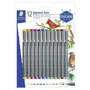 Staedtler 308 Pigment Liner 0.5 Assorted Colours (Set of 12) is suitable for all uses - technical drawing